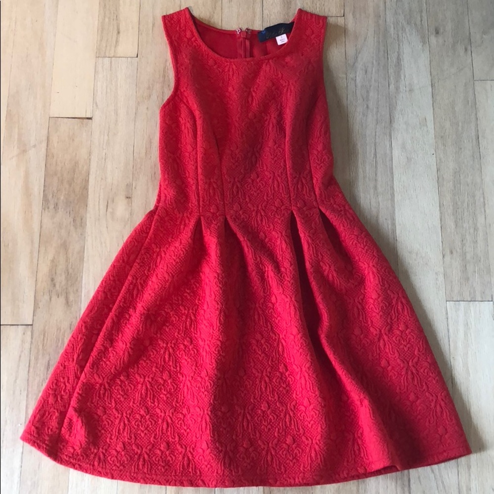 Red skater style dress
